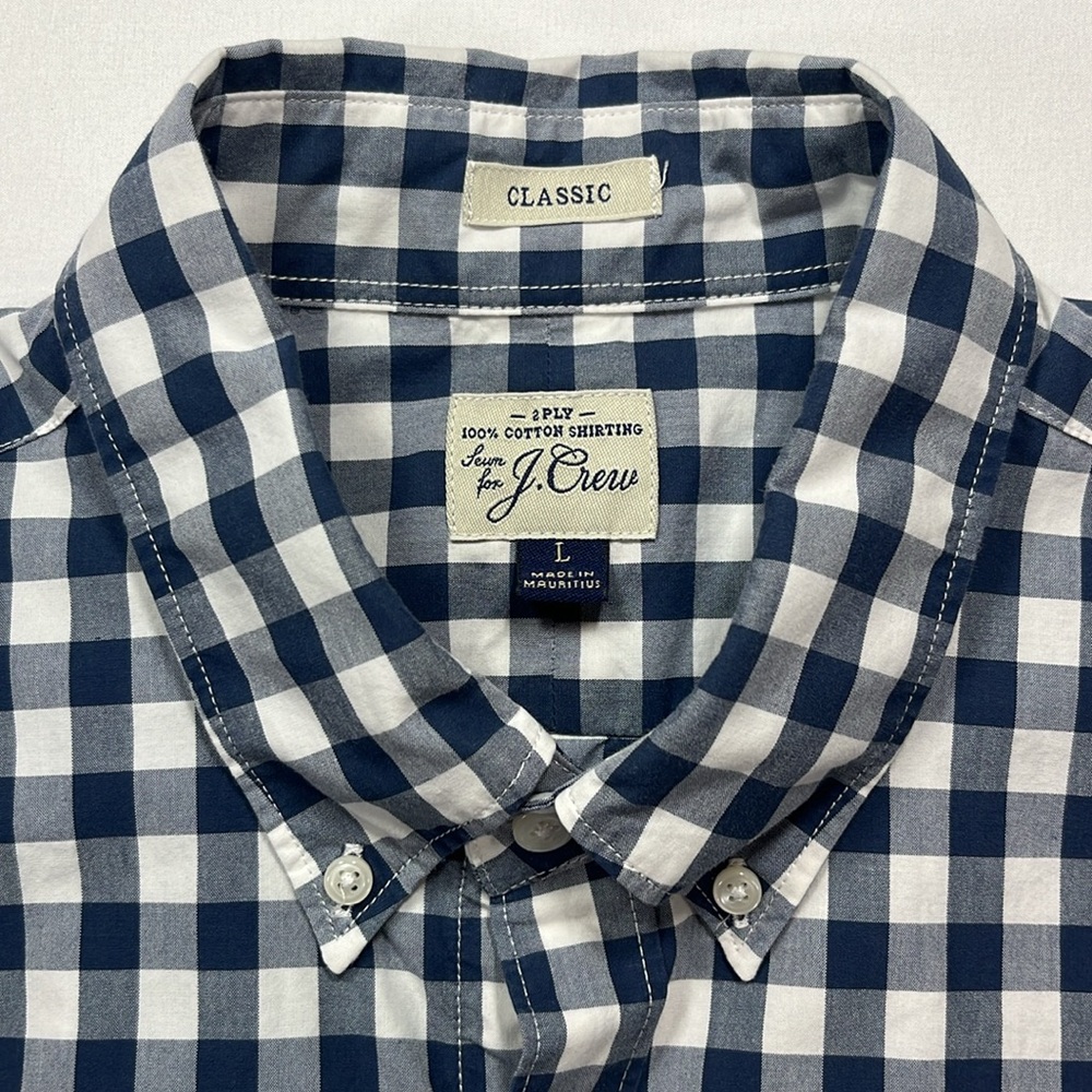 Blue and White Checkered Men's Shirt
